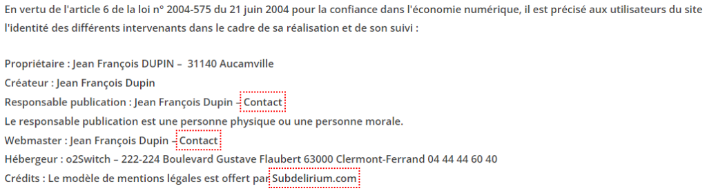 Mentions Légales 1